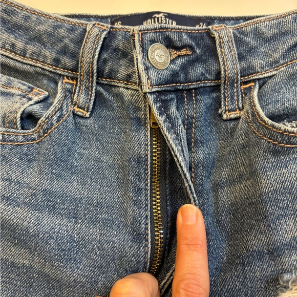 Hollister Ultra high rise vintage straight distressed cropped zip fly denim 24 - Picture 5 of 11
